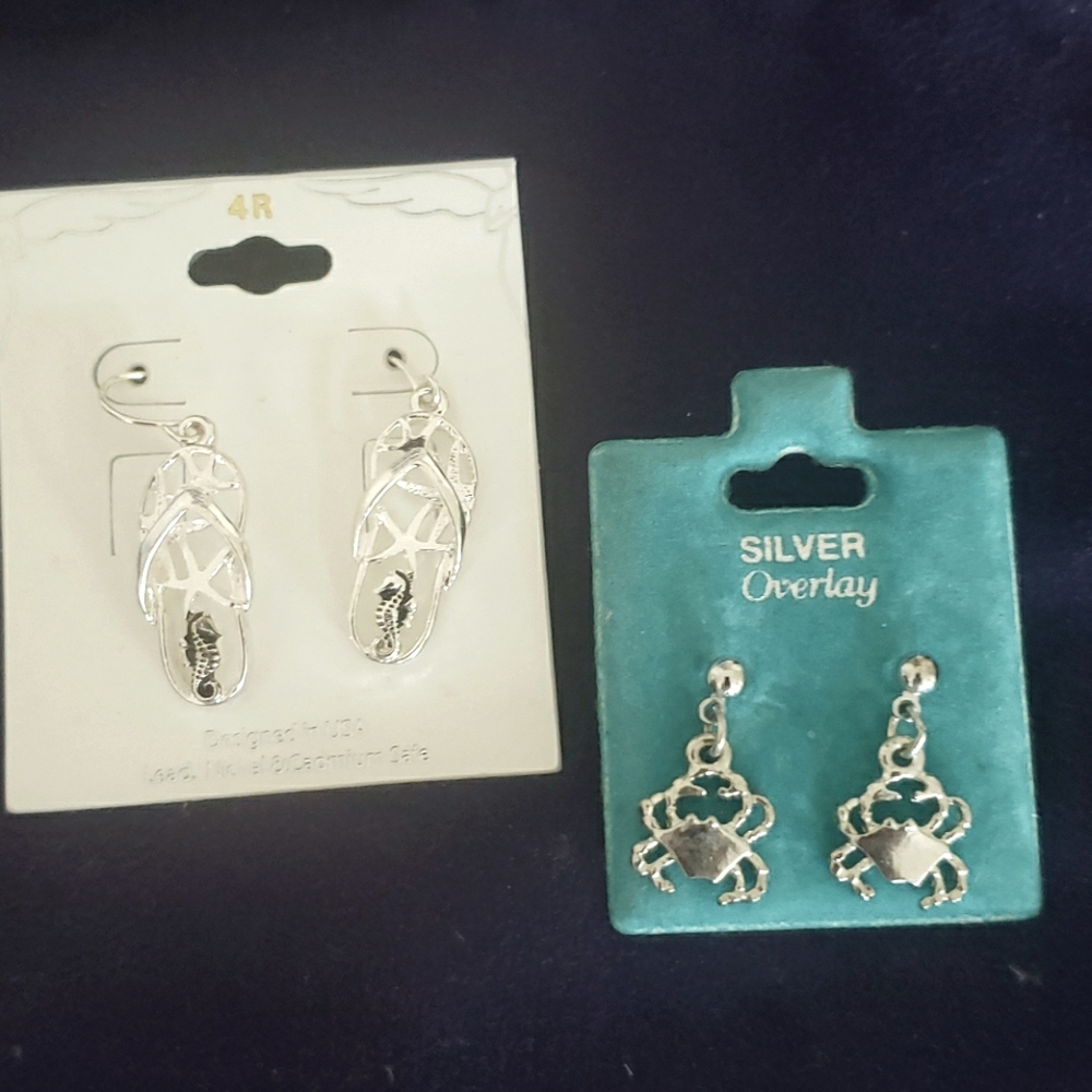 Beach vibe Earrings. Crabs 🦀 and flip flops!